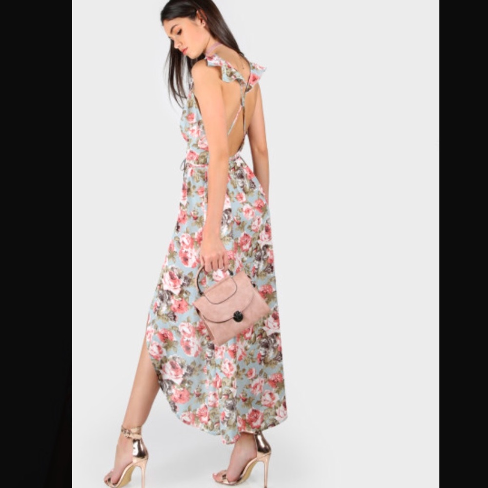 Super Sexy Plunge Wrap Floral Maxi Dress